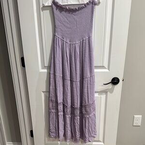 Lavender Off-Shoulder Maxi Dress